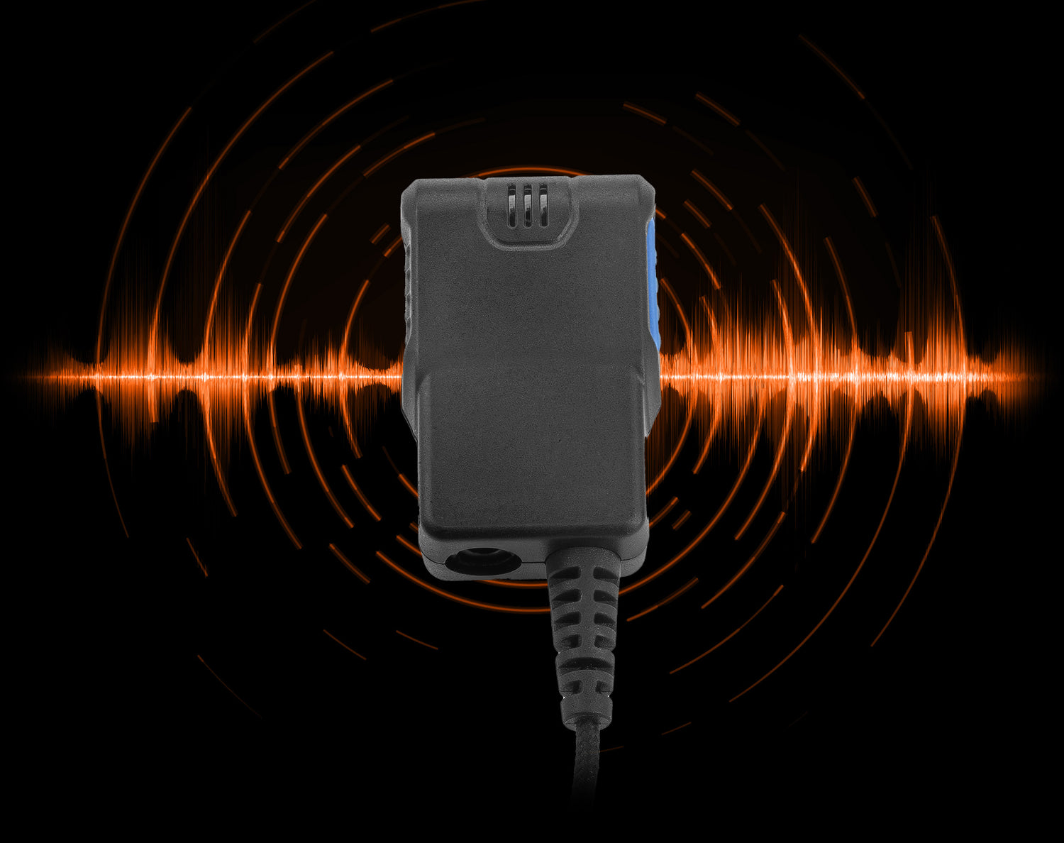 N-ear Choice PTT closeup with audio effect background.