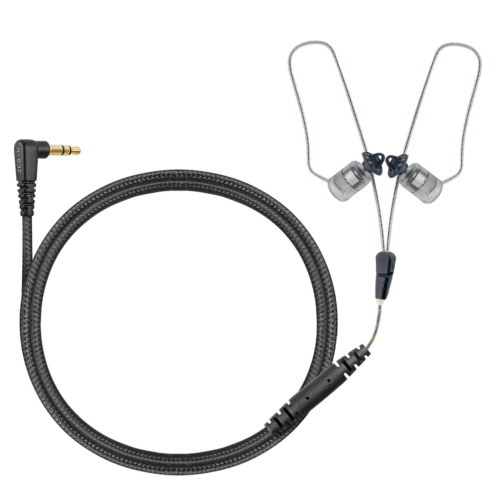 Ear 360 Rotation N-ear: 360® Flexo Dynamic Dual Radio Earpiece w. Braided Fiber